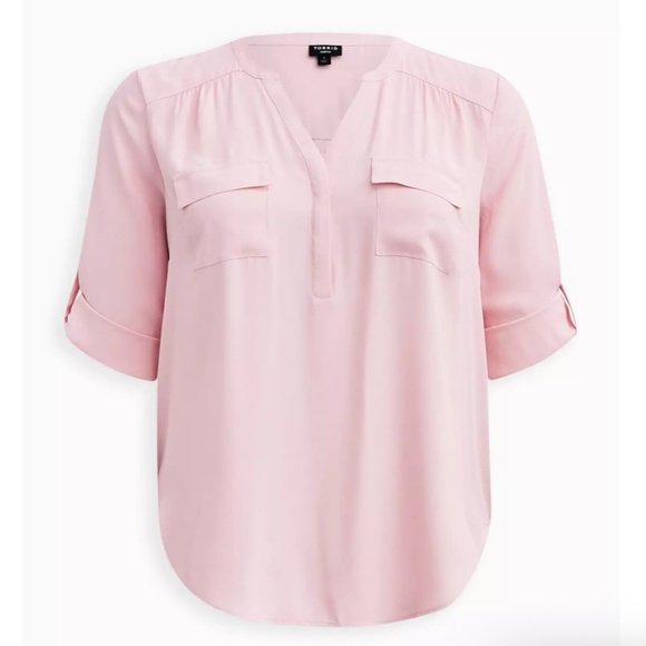 TORRID Harper Georgette Pullover 3/4 Sleeve Blouse Rose Shadow Size 2X - Picture 4 of 11